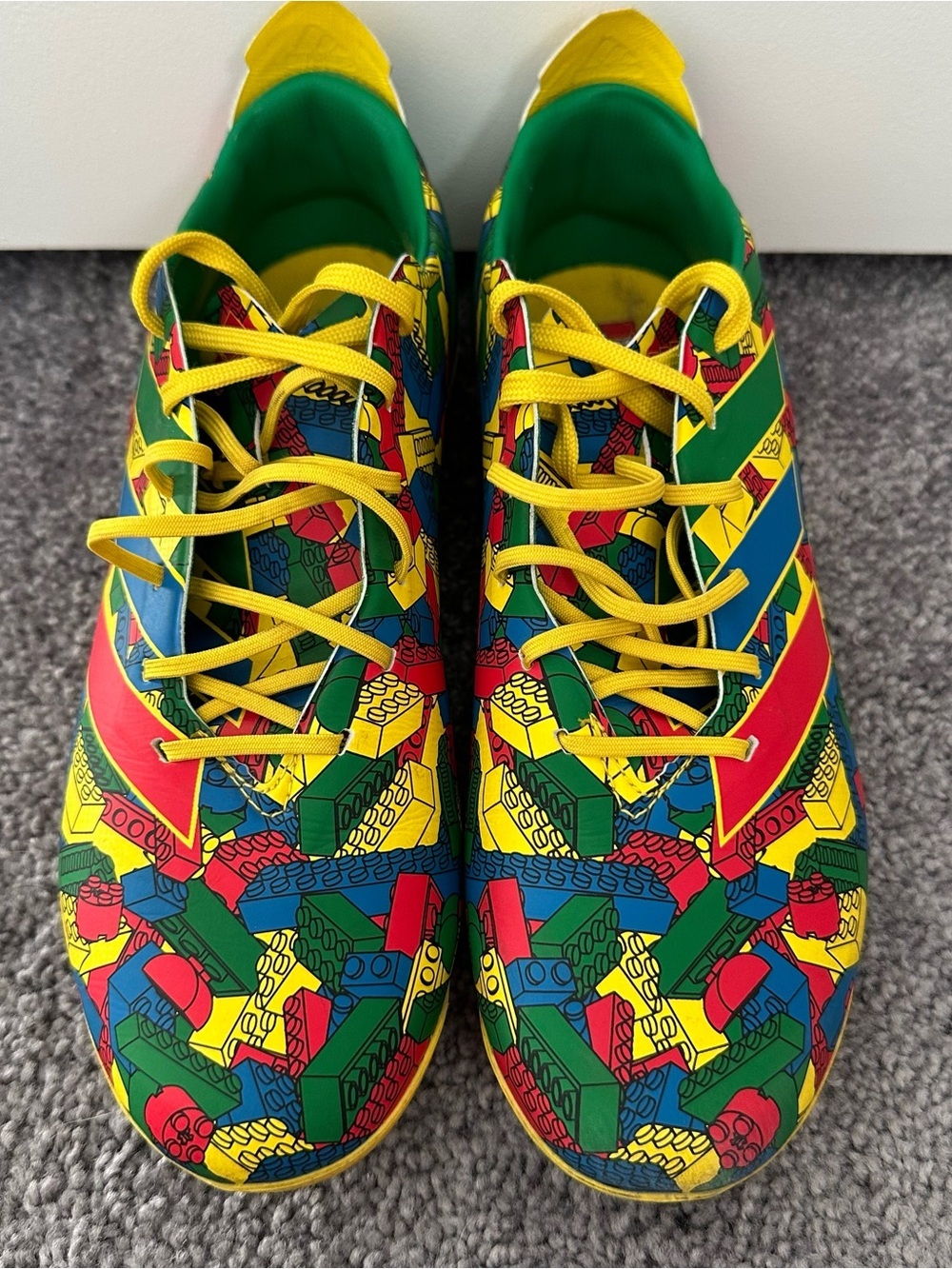 adidas GameMode Multicolor LEGO Brick Print Soccer Cleats with Yellow Laces